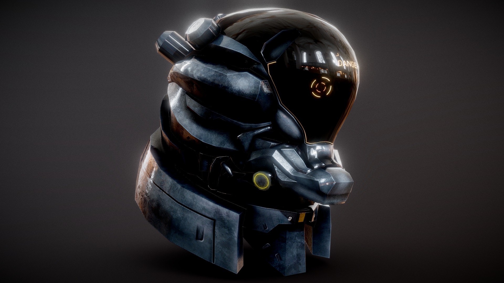 3D model Sci-Fi Helmet - This is a 3D model of the Sci-Fi Helmet. The 3D model is about a black and silver robot.