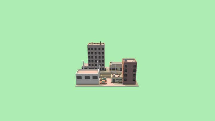 Lowpoly Town 3D Model