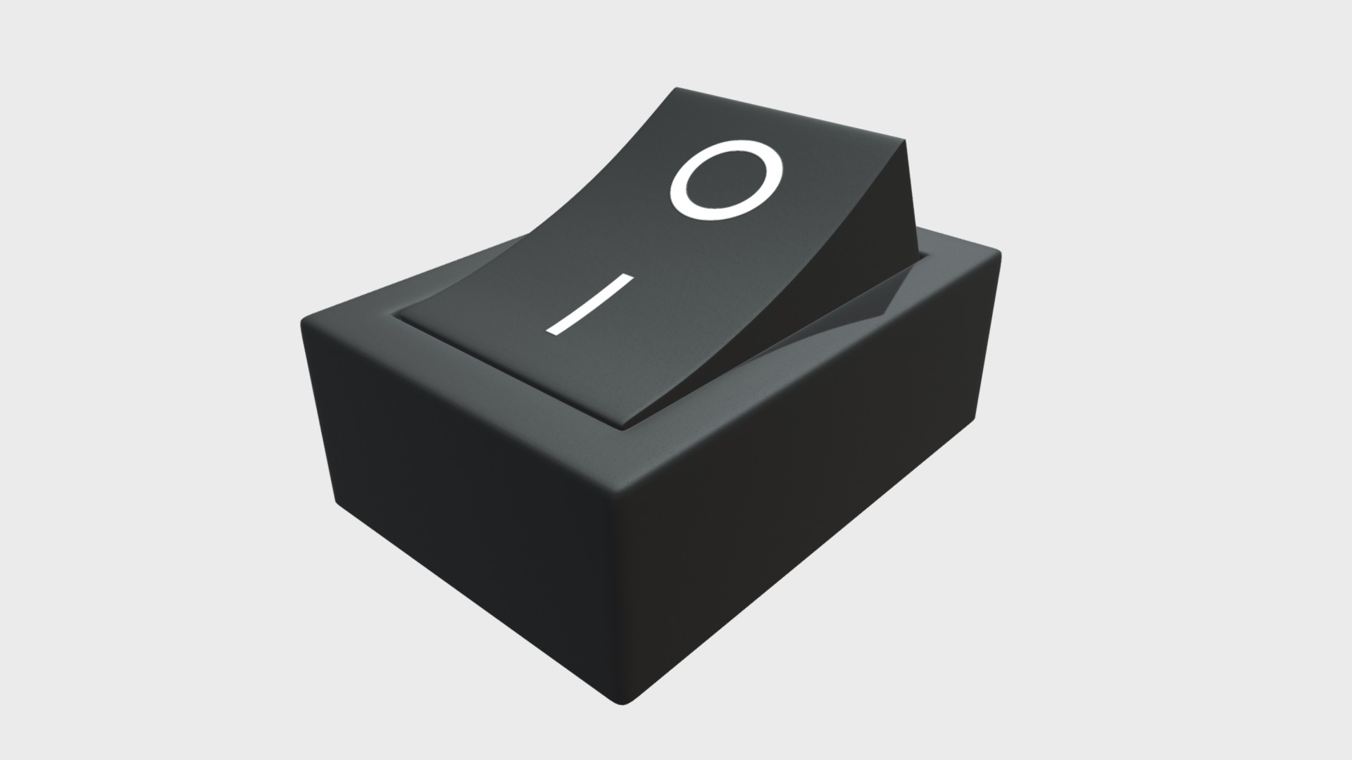 3D model On / Off power switch - This is a 3D model of the On / Off power switch. The 3D model is about a black box with a white circle on the top.