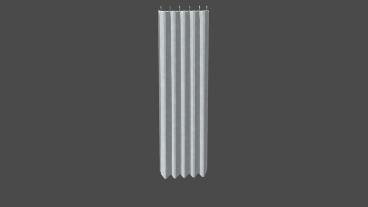 white curtain 白色窗簾 3D Model