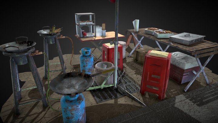 Street Food Stand 3D Model