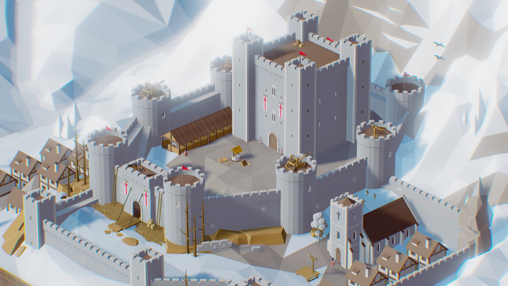 3D model Low Poly Ultimate Pack – Castle - This is a 3D model of the Low Poly Ultimate Pack - Castle. The 3D model is about a model of a city.