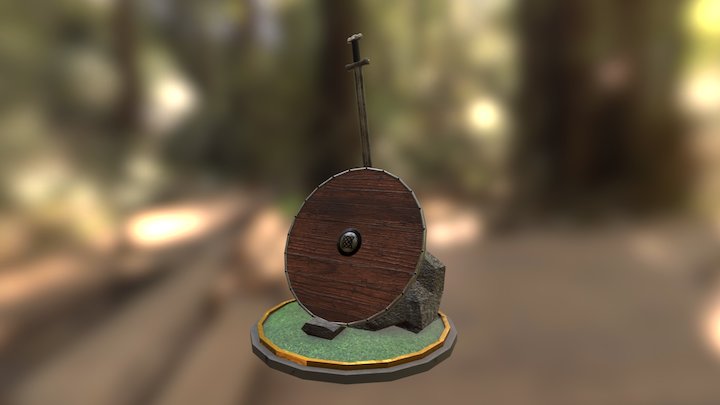 Viking shield and sword 3D Model