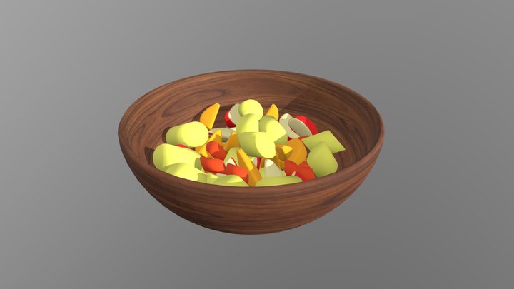 Bowl with fruit salad 3D Model