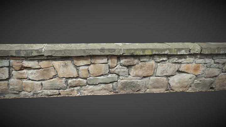 Wall made out of stones and concrete 3D Model