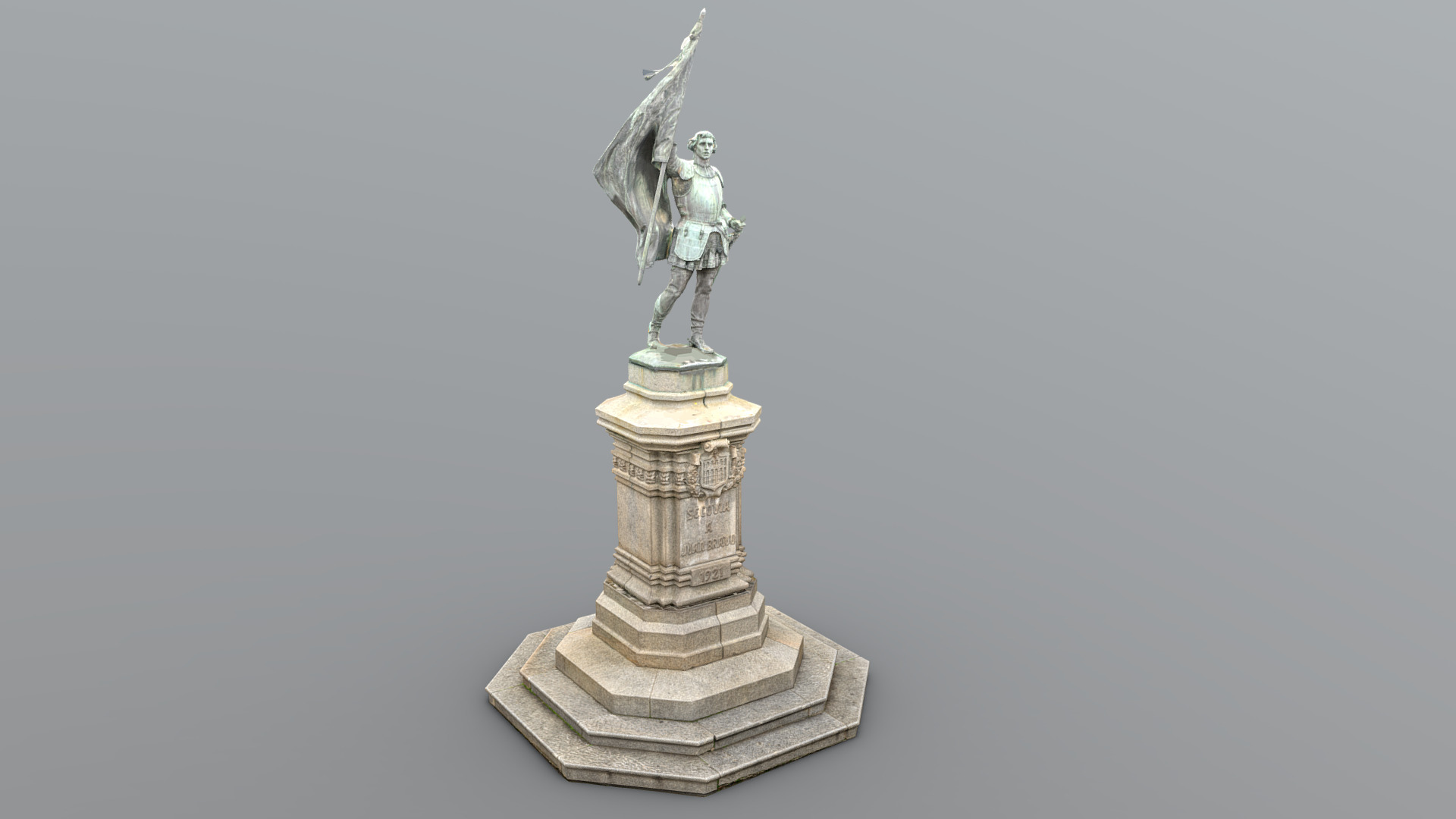 3D model The city of Segovia to Juan Bravo - This is a 3D model of the The city of Segovia to Juan Bravo. The 3D model is about a statue of a person holding a staff.
