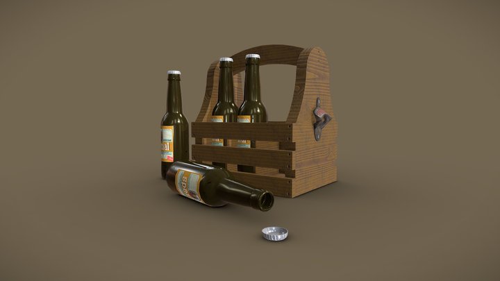 Wooden Beer Carrier 3D Model