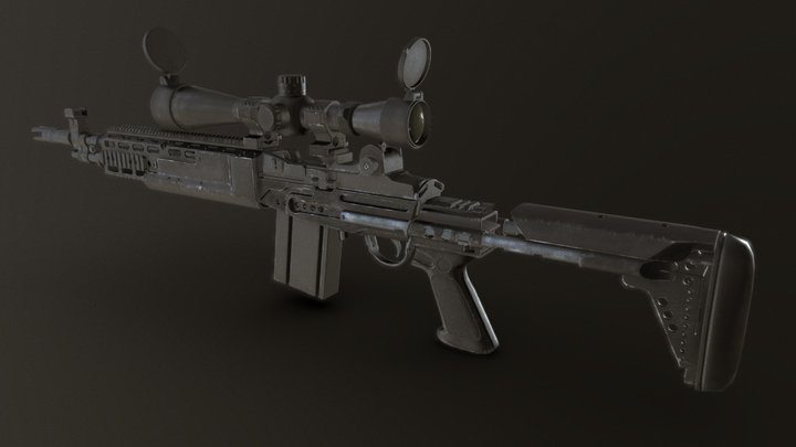 low poly MK14 EBR PBR 3D Model