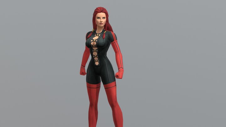 Classic Female Superhero F0 3D Model