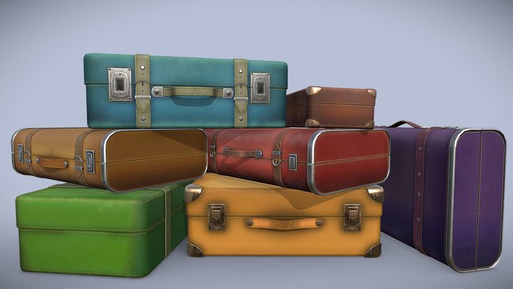 Travel bag suitcase briefcase PBR low-poly game 3D Model
