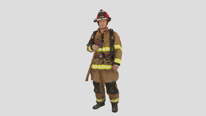 Fireman with axe 3D Model
