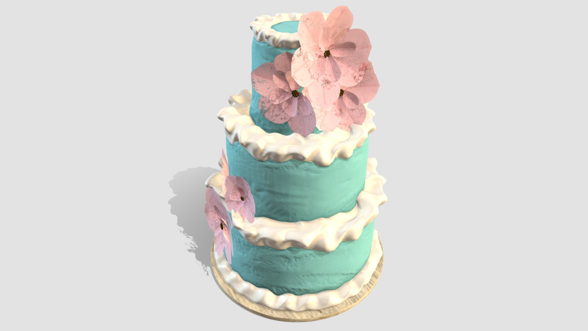 3D model Cake Rose Brich - This is a 3D model of the Cake Rose Brich. The 3D model is about a cake with flowers on top.