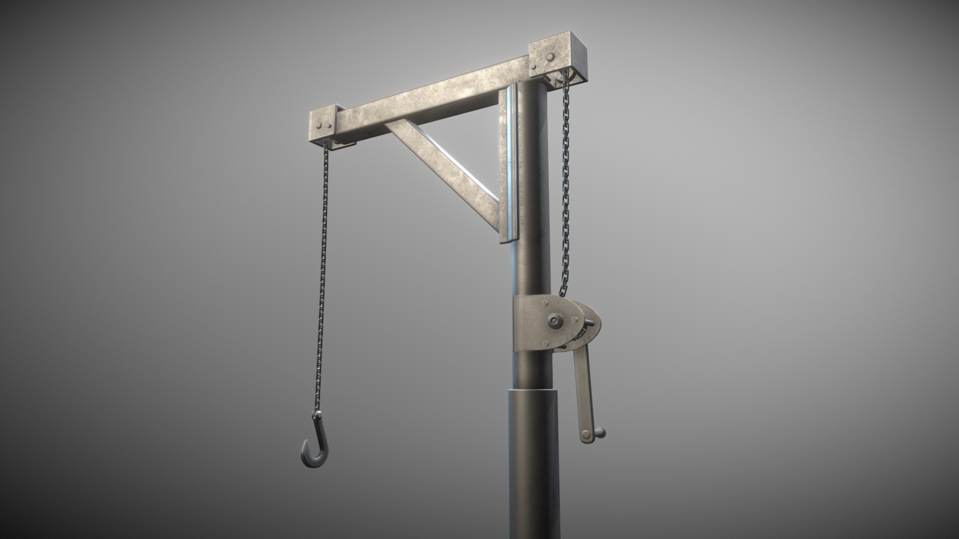 3D model Animated Metal Hand Crane (High-Poly Version) - This is a 3D model of the Animated Metal Hand Crane (High-Poly Version). The 3D model is about a metal object with a metal bar.
