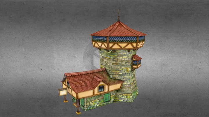 Medieval tower hand painted – Free 3D Model STL