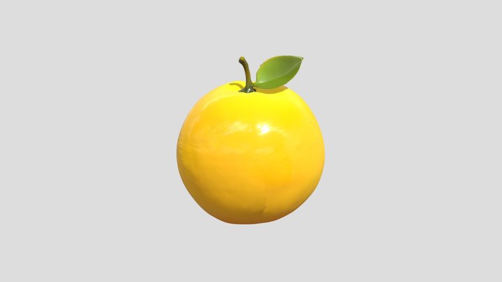 fresh orange with leaf 3D Model