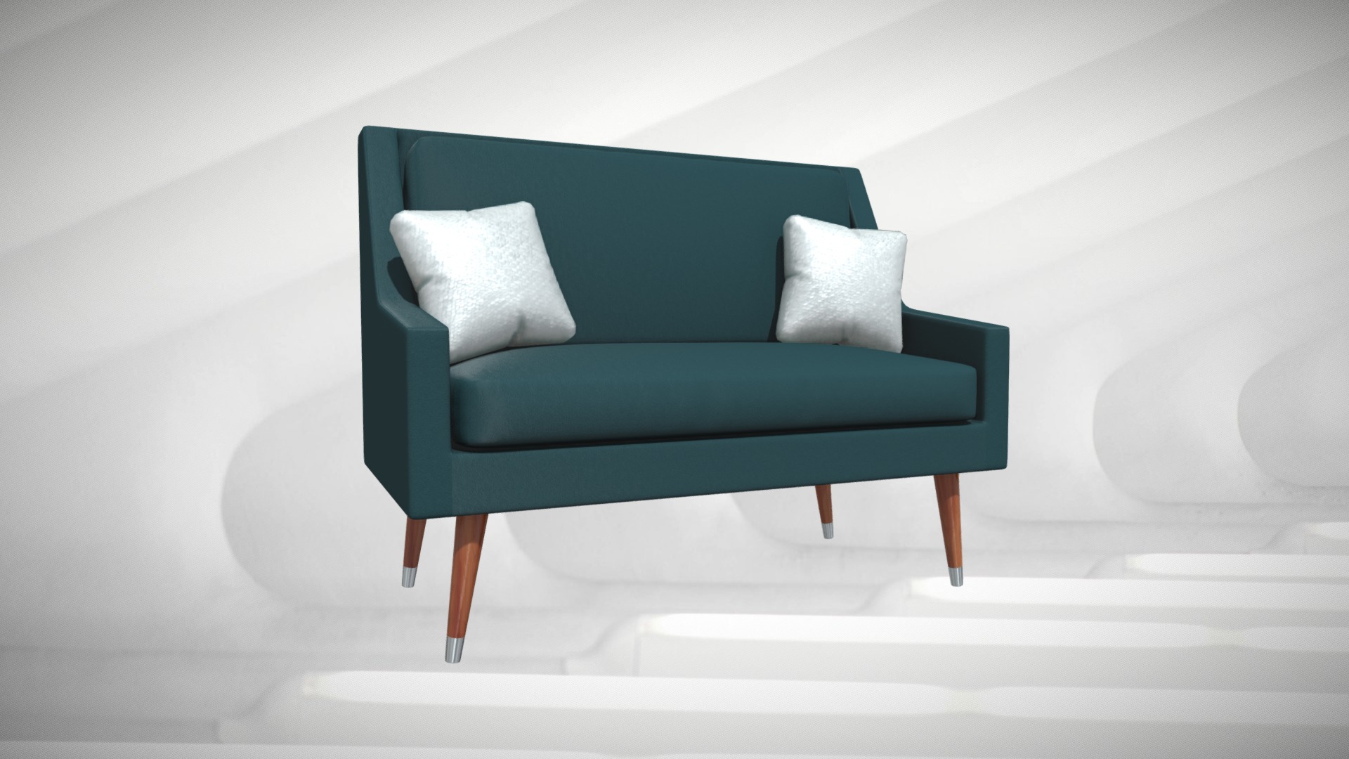 3D model Modern Settee Sofa Chair - This is a 3D model of the Modern Settee Sofa Chair. The 3D model is about a blue chair with white pillows.