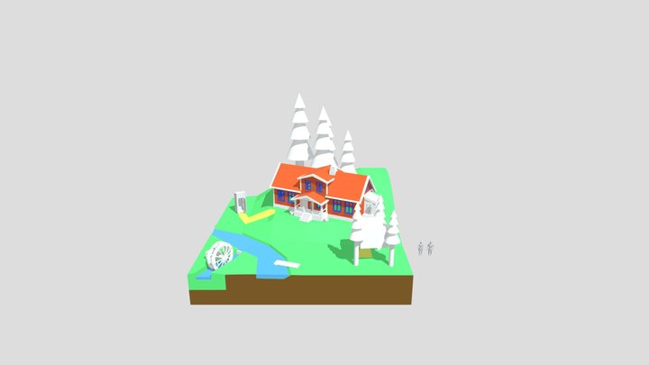 Updated House and Diorama - forest loner 3D Model