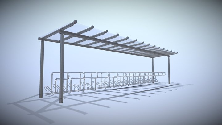 Bicycle Stand [1] Version [9] Glass Roof 10800mm 3D Model