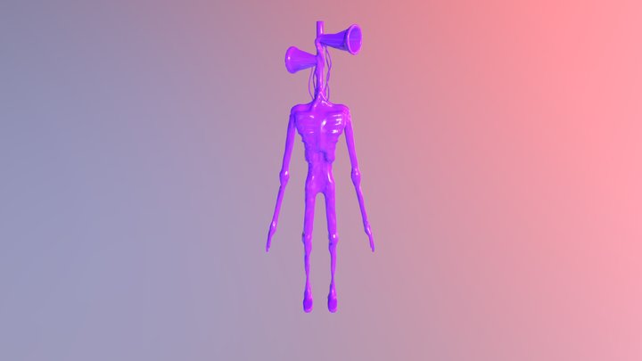 purple siren head rig with animation 3D Model
