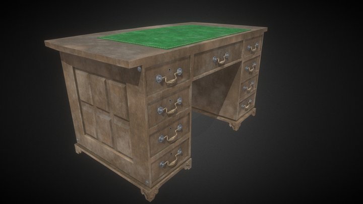 Vintage Office Table 3D Model