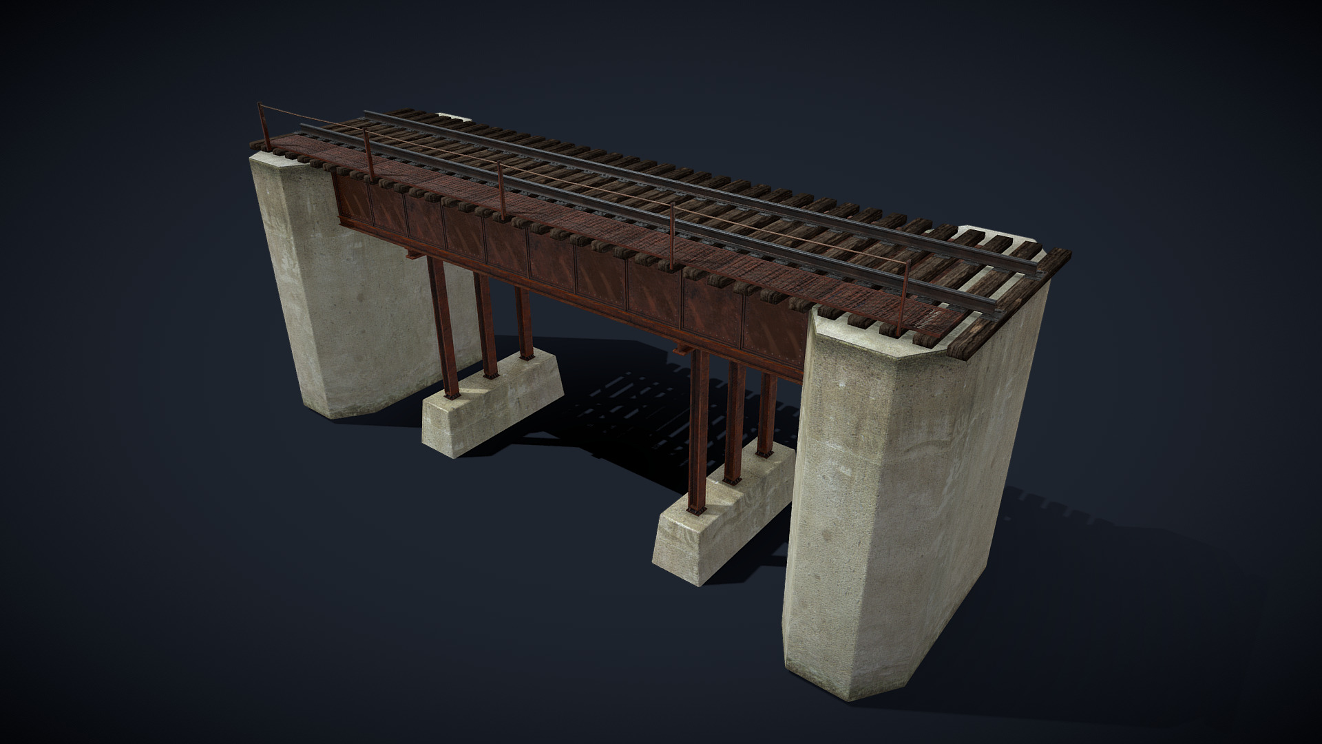 3D model Railway Old Bridge – Ready to Unity HDRP - This is a 3D model of the Railway Old Bridge - Ready to Unity HDRP. The 3D model is about a wooden model of a house.