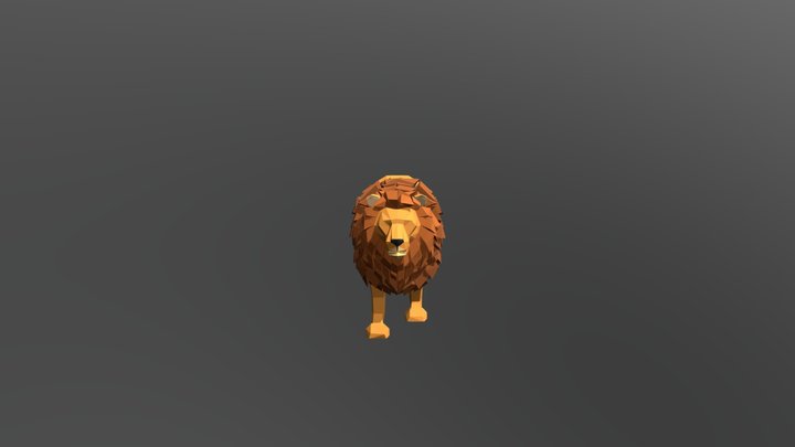 Low Poly Lion 3D Model