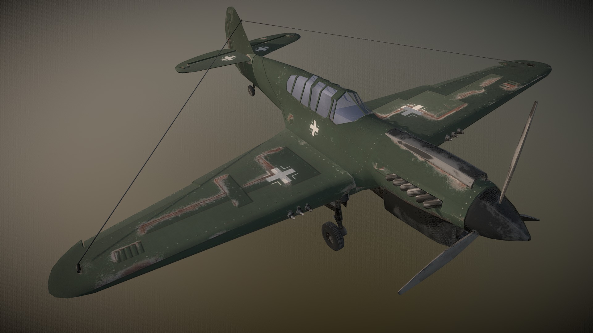 3D model Plane green - This is a 3D model of the Plane green. The 3D model is about a green military plane.