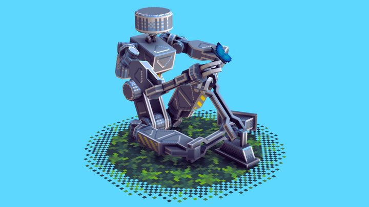 Pixel Art Robot 3D Model