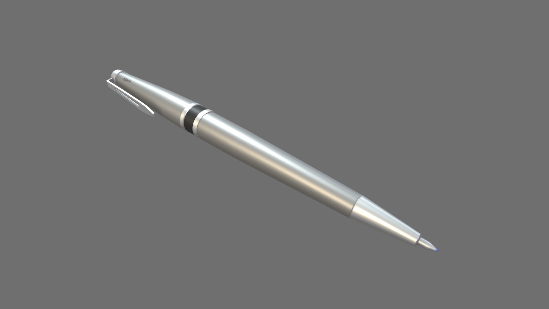3D model Pen model - This is a 3D model of the Pen model. The 3D model is about a silver and black pen.