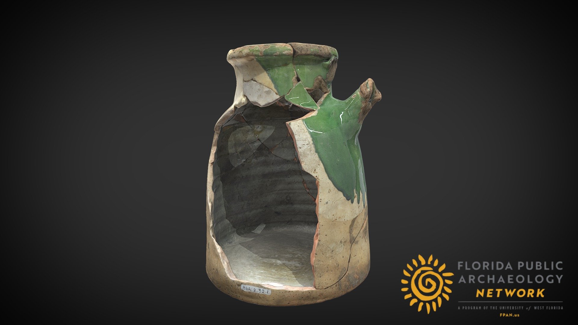 Green-glazed Coarse Earthenware Handleless Jug