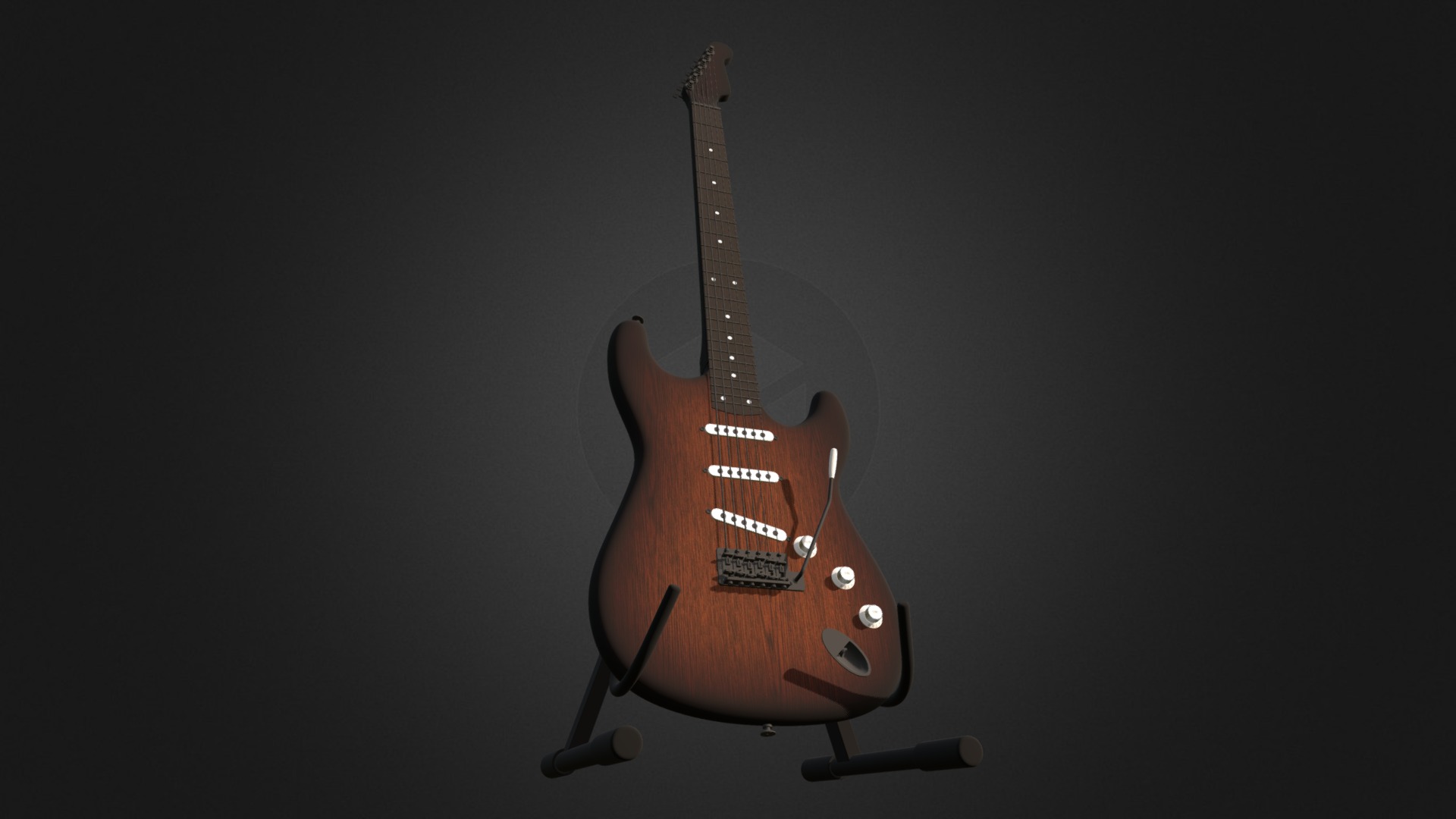 3D model Electric Guitar - This is a 3D model of the Electric Guitar. The 3D model is about a brown guitar on a black background.