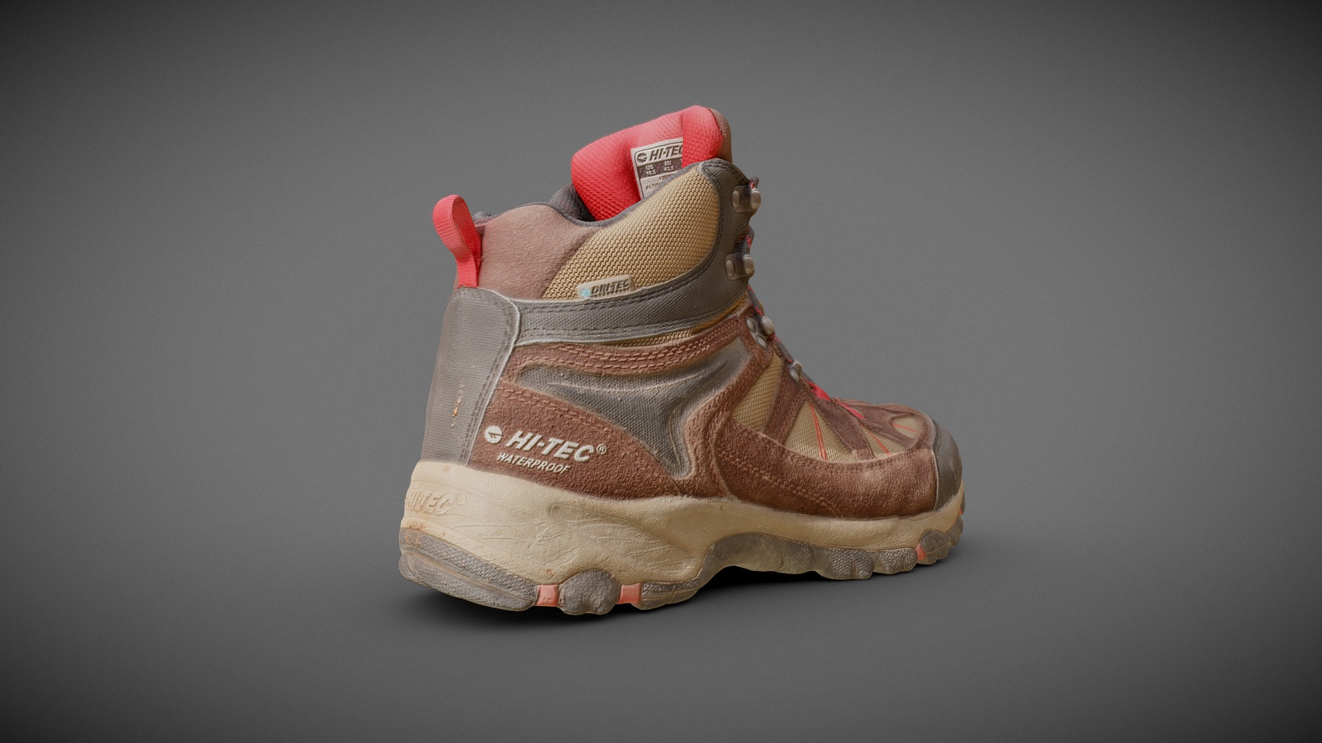 3D model Hitec Hiking Shoes – STANDAR Download - This is a 3D model of the Hitec Hiking Shoes - STANDAR Download. The 3D model is about a brown and white shoe.
