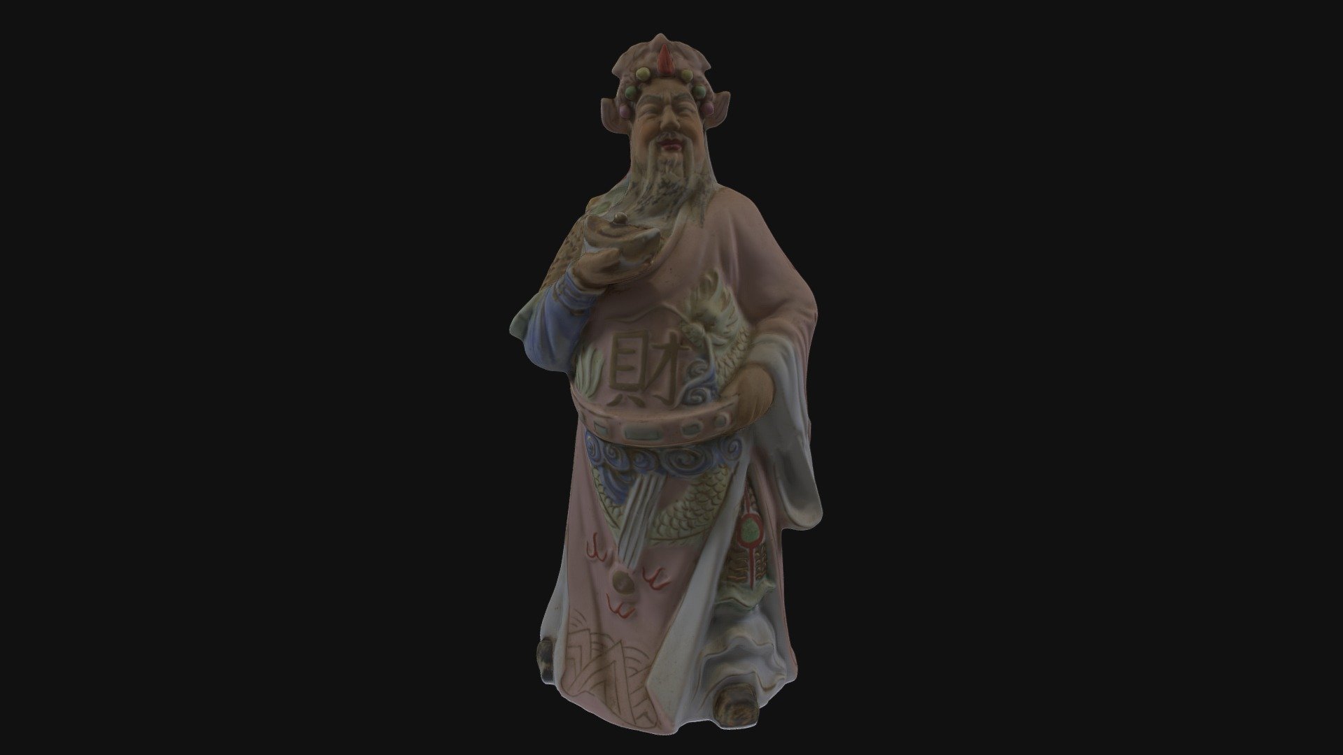 Retro Chinese God of Wealth Ceramic Statue - Buy Royalty Free 3D model