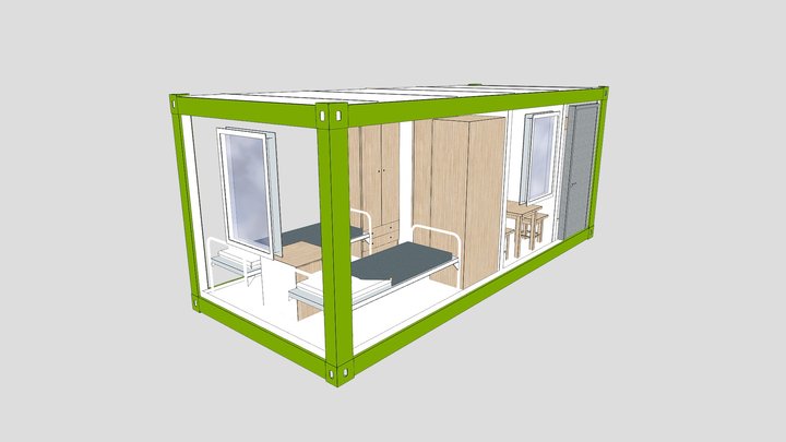 Блок-контейнер жилой на 2 человека 3D Model
