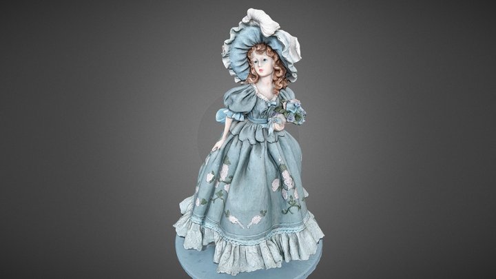 Porcelain Doll Blue Dress 3D Model
