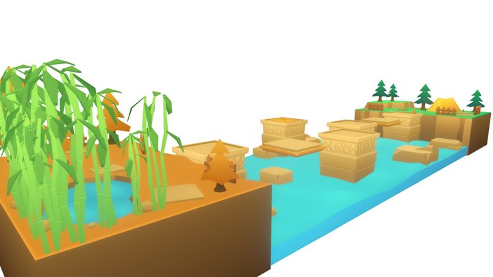 Low Poly Platformer Background 3D Model