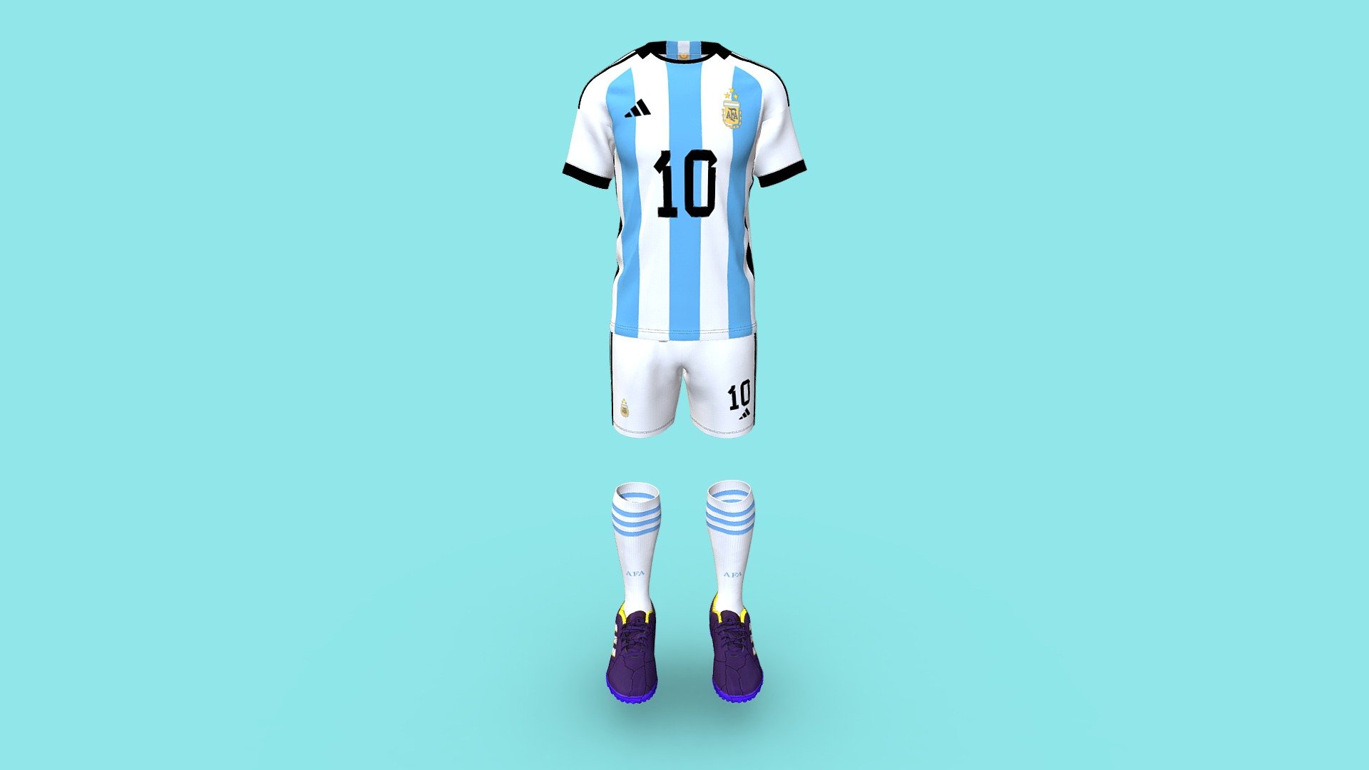 Argentina Messi New Jersey Design 2022 3D model rigged