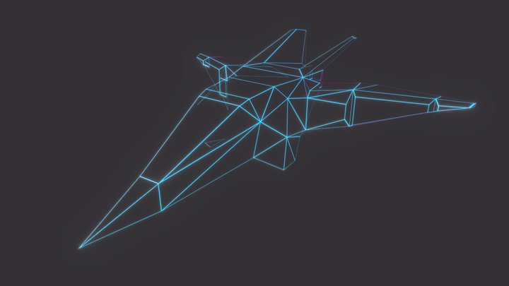 Cyber Ship - Retro Wireframe Style 3D Model