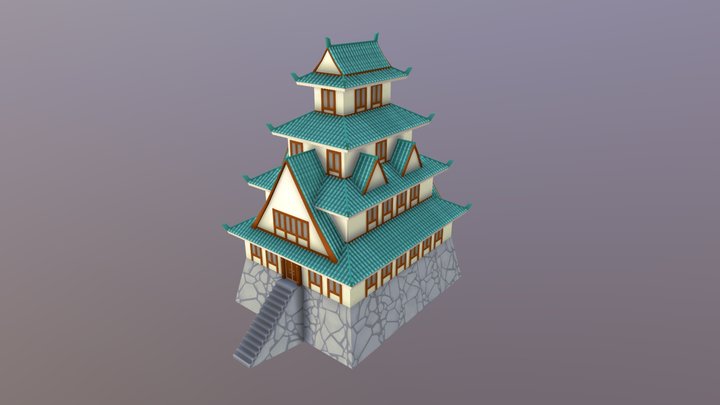 Feudal Japan Castle - Low-Poly Modular Kit 3D Model