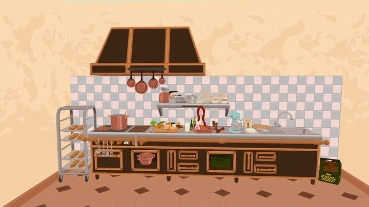 Pixel Kitchen 3D Model