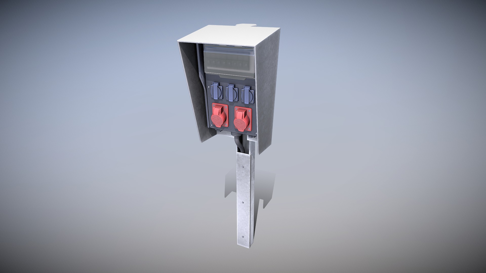 3D model Industrial Distribution Socket Box (Low-Poly) - This is a 3D model of the Industrial Distribution Socket Box (Low-Poly). The 3D model is about a small electrical device.