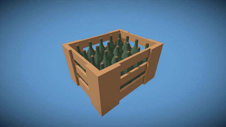 Box with Glass Bottles 3D Model