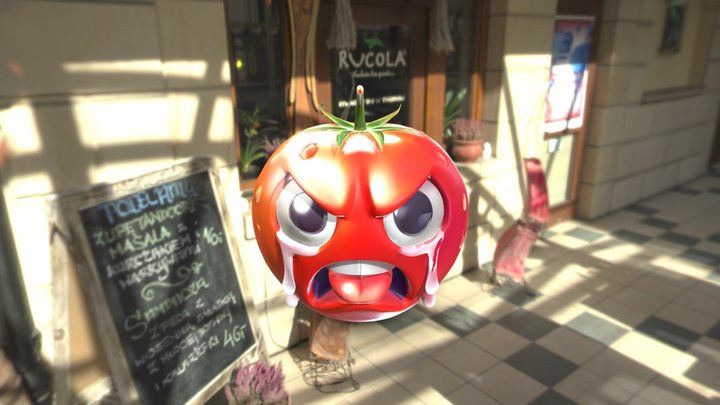 angry cartoon tomato with facial features – Modello 3D gratuito STL