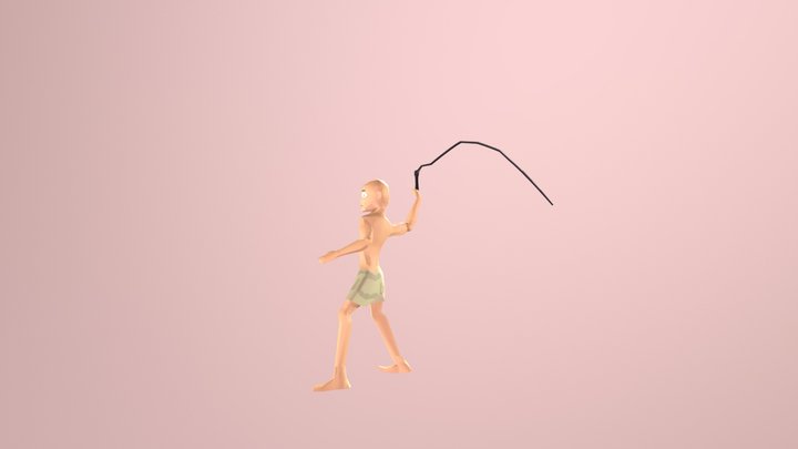 Low-Poly Slavery Whipper 3D Model