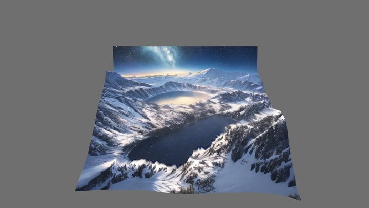 Nighttime Snowy Mountain Scene 3D Model