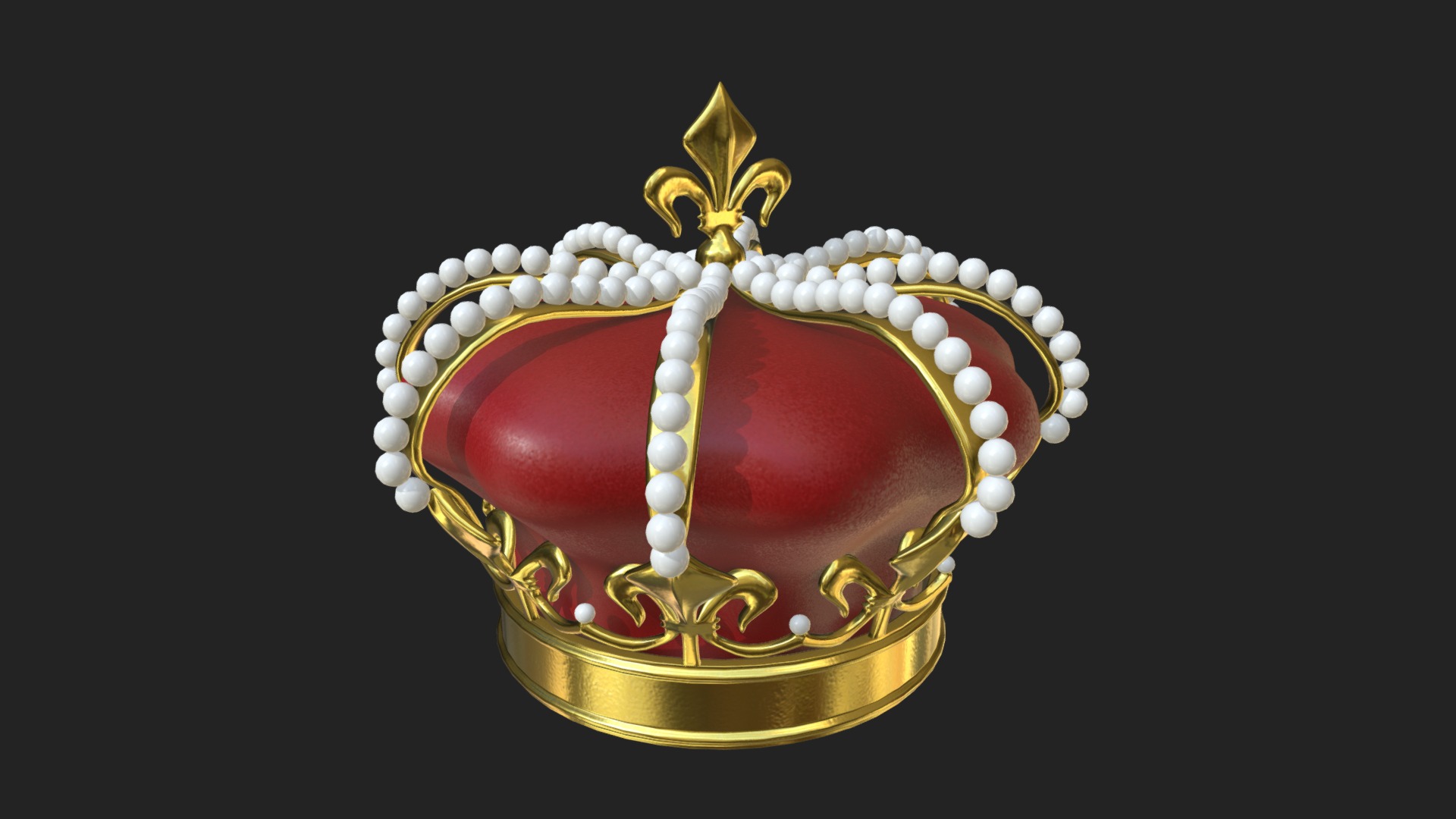 3D model Royal crown - This is a 3D model of the Royal crown. The 3D model is about a crown with a red and gold design.