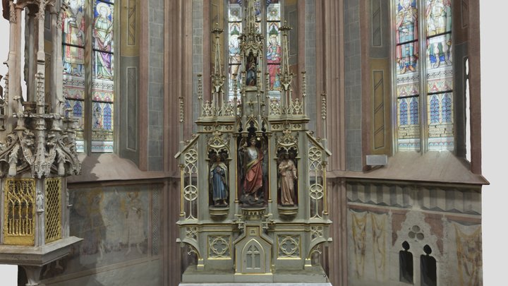Historic altar in old church in Kosice 3D Model