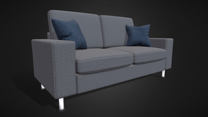 Grey Sofa with pillows 3D Model