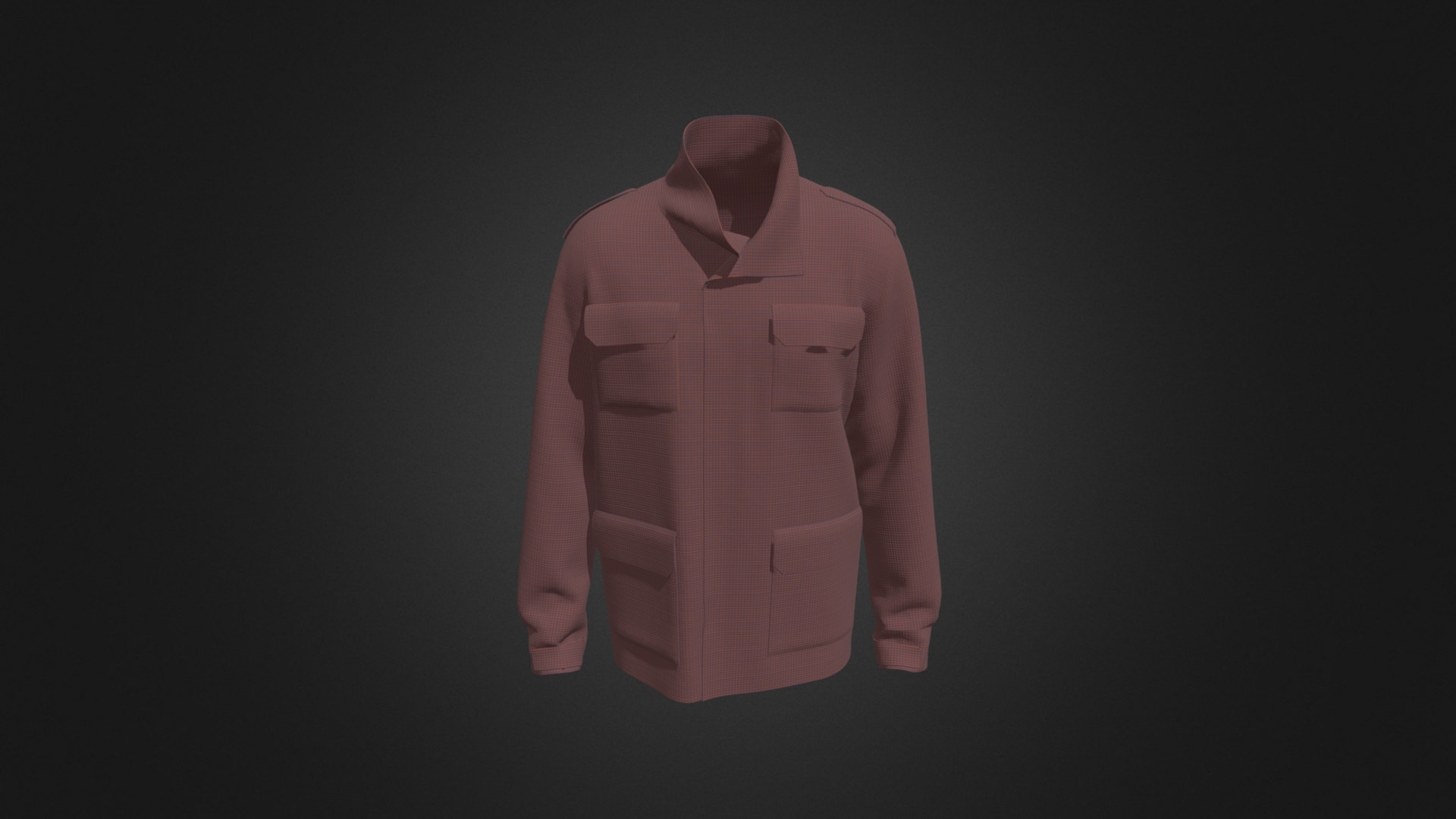 3D model Men’s Field Jacket - This is a 3D model of the Men's Field Jacket. The 3D model is about a pink shirt on a black background.