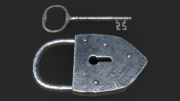 Old Lock and Key 3D Model